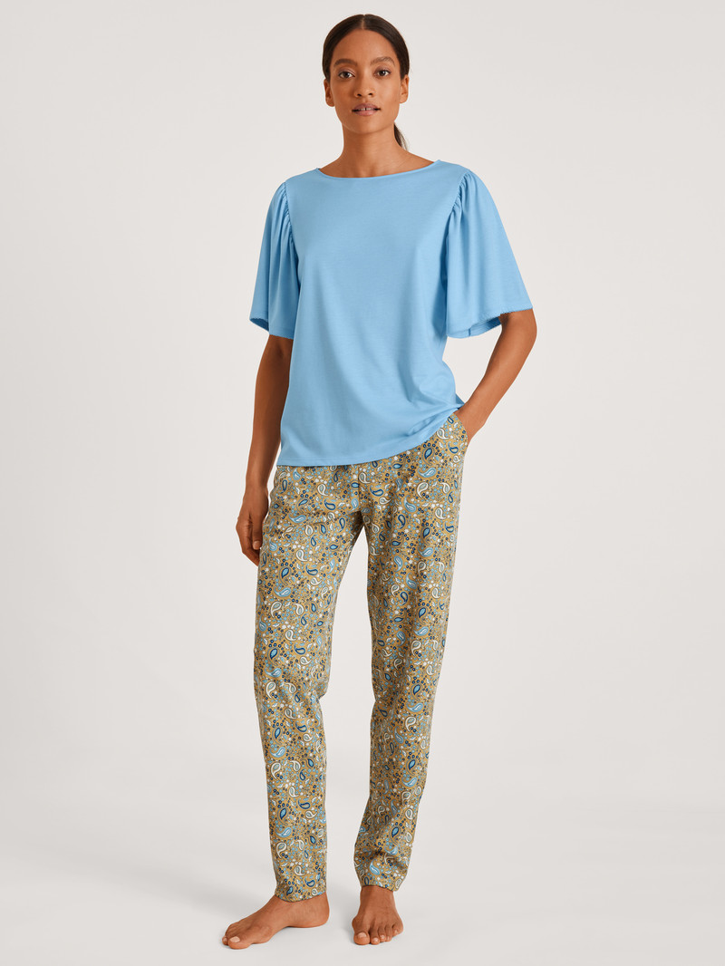 Placid Blue Calida Favourites Paisley Shirt Short Sleeve Women Loungewear | PTVLM-3012