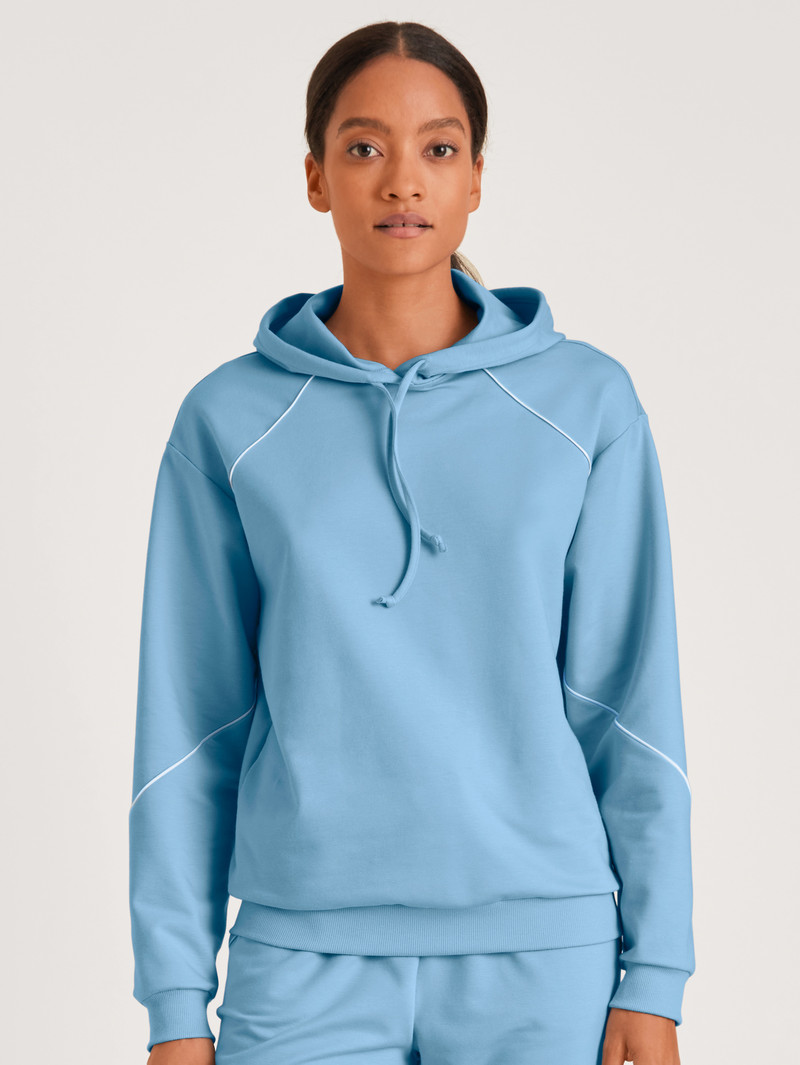 Placid Blue Calida Lounge Paisley Sweatshirt With Hood Women Loungewear | OZTSW-3067