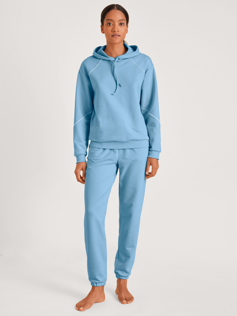 Placid Blue Calida Lounge Paisley Sweatshirt With Hood Women Loungewear | OZTSW-3067