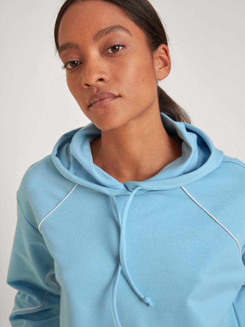 Placid Blue Calida Lounge Paisley Sweatshirt With Hood Women Loungewear | OZTSW-3067