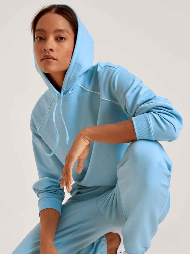 Placid Blue Calida Lounge Paisley Sweatshirt With Hood Women Loungewear | OZTSW-3067