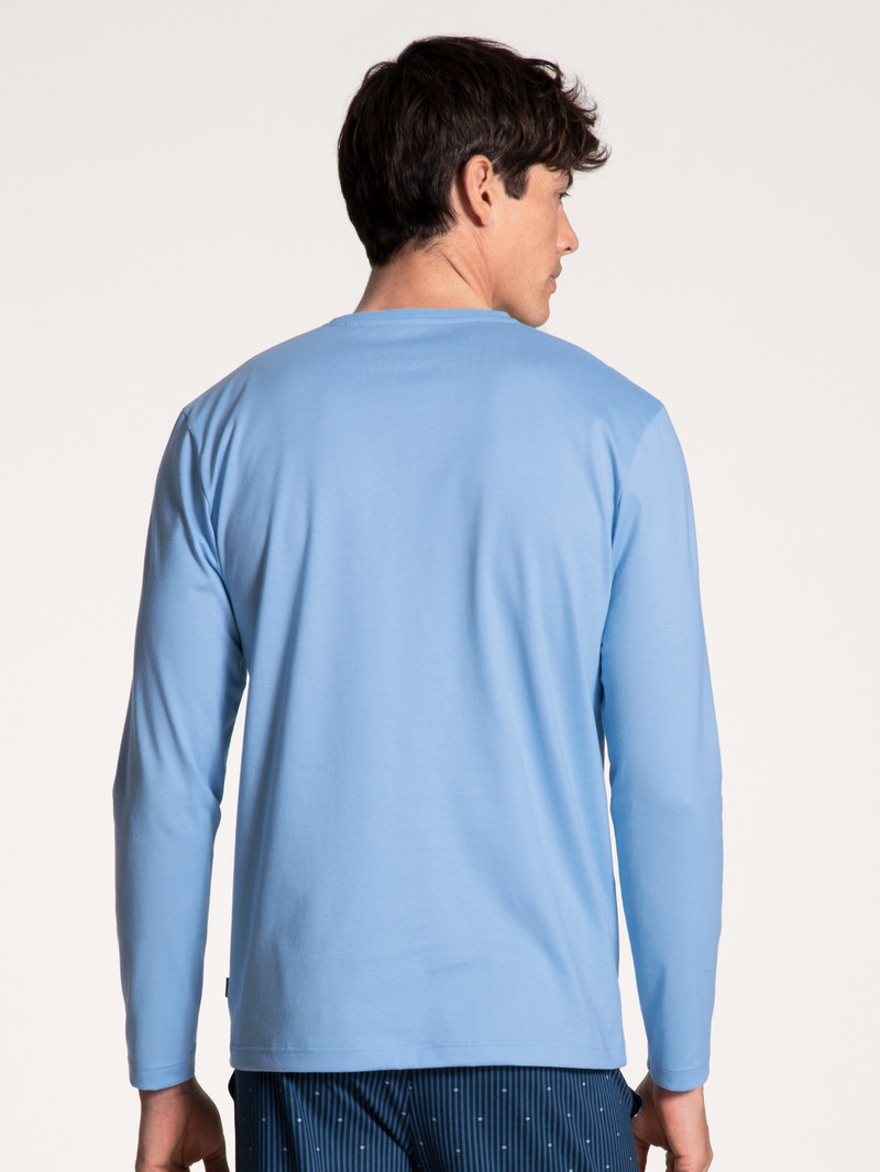 Placid Blue Calida Remix Basic Sleep Shirt Long Sleeve Men Loungewear | CINVE-9845