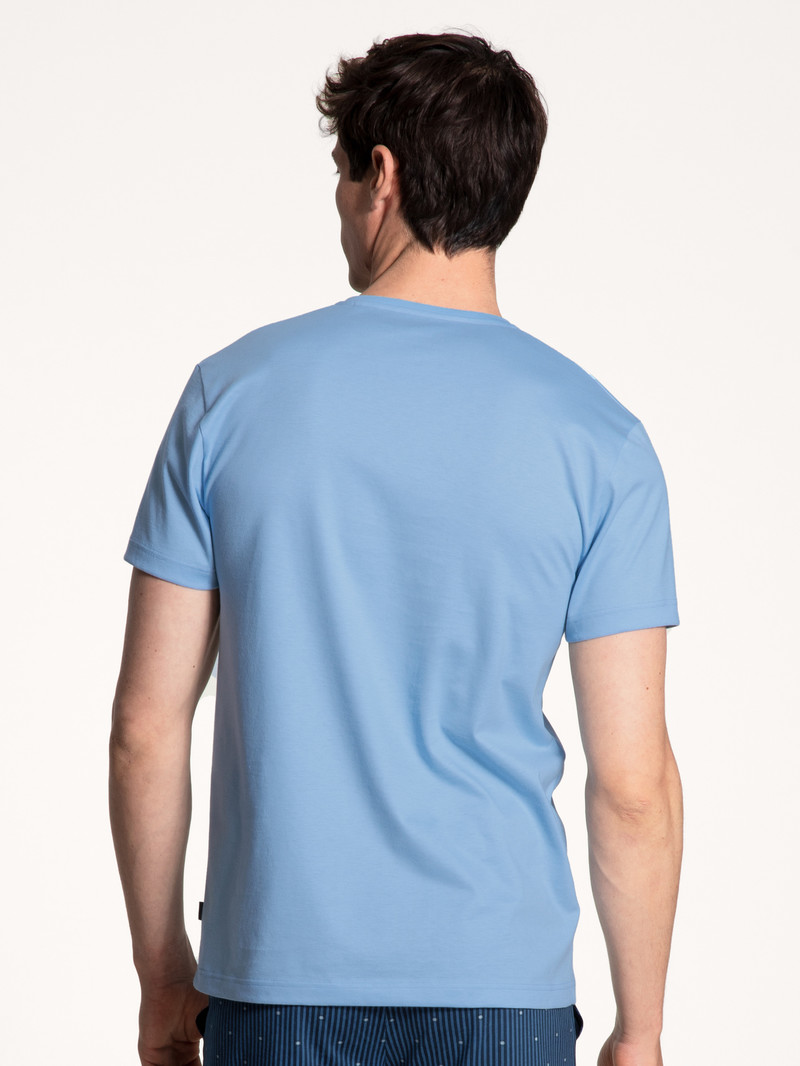 Placid Blue Calida Remix Basic Sleep V-shirt Men Sleepwear | PKCSL-9263