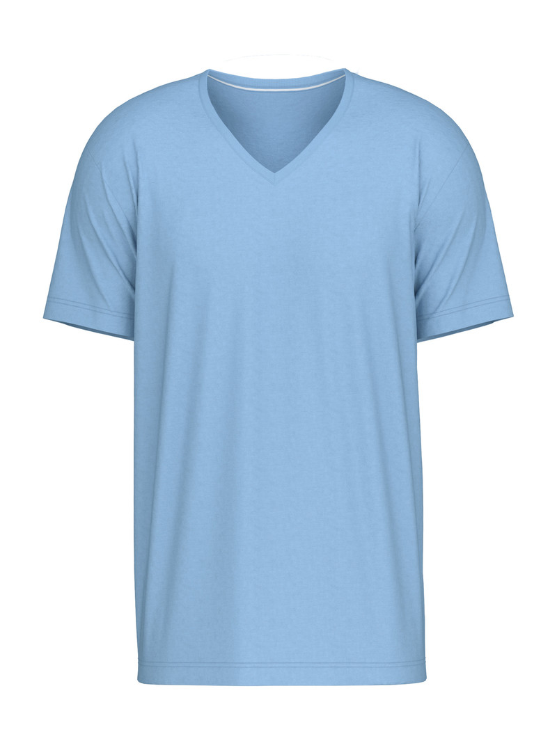 Placid Blue Calida Remix Basic Sleep V-shirt Men Sleepwear | PKCSL-9263