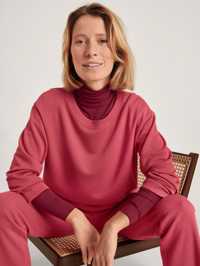 Pomegranate Red Calida Lounge Butterfly Sweater Long-sleeve Women Loungewear | OQPAJ-5841