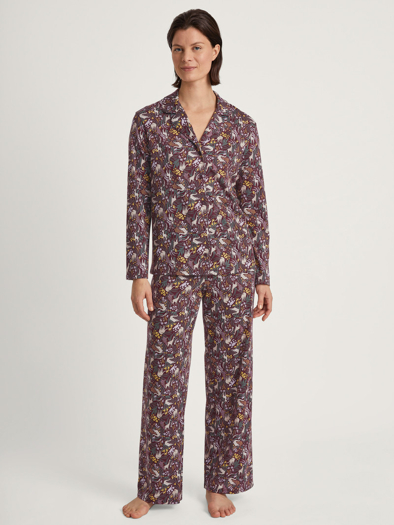 Port Royal Red Calida African Dreams Pyjama Buttoned Women Sleepwear | WFHBS-7361