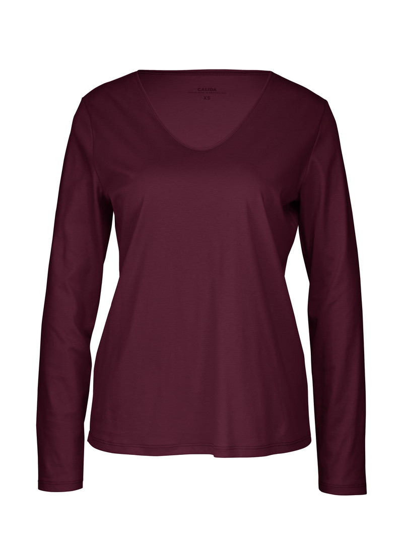 Port Royal Red Calida Favourites Ground Shirt Long Sleeve Women Sleepwear | ZWMOT-0368