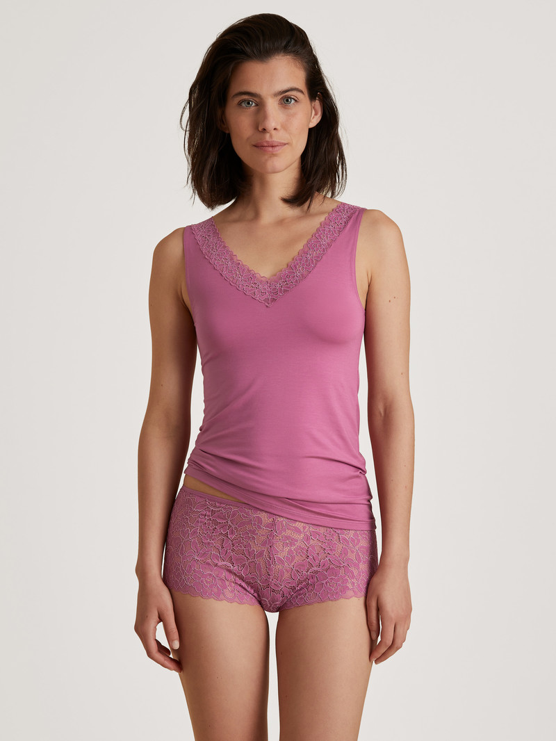 Red Violet Calida Natural Comfort Lace Tank Top Women Underwear | MAXDK-9370