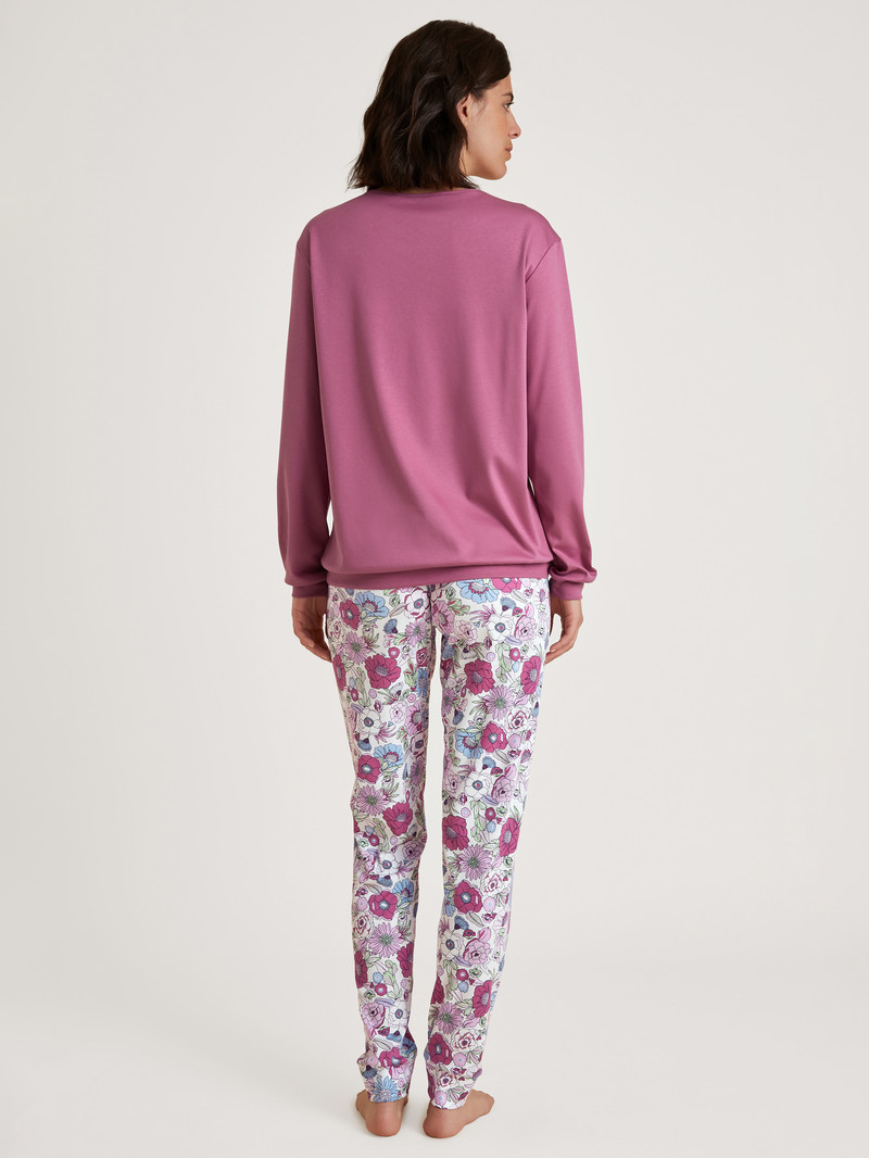 Red Violet Calida Spring Flower Dreams Cuffed Pyjamas Women Sleepwear | BUKPE-8524