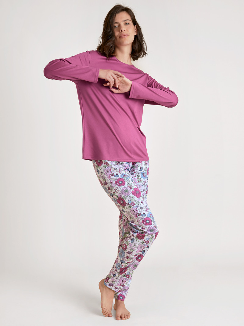 Red Violet Calida Spring Flower Dreams Pyjama Women Sleepwear | OGBMH-7430