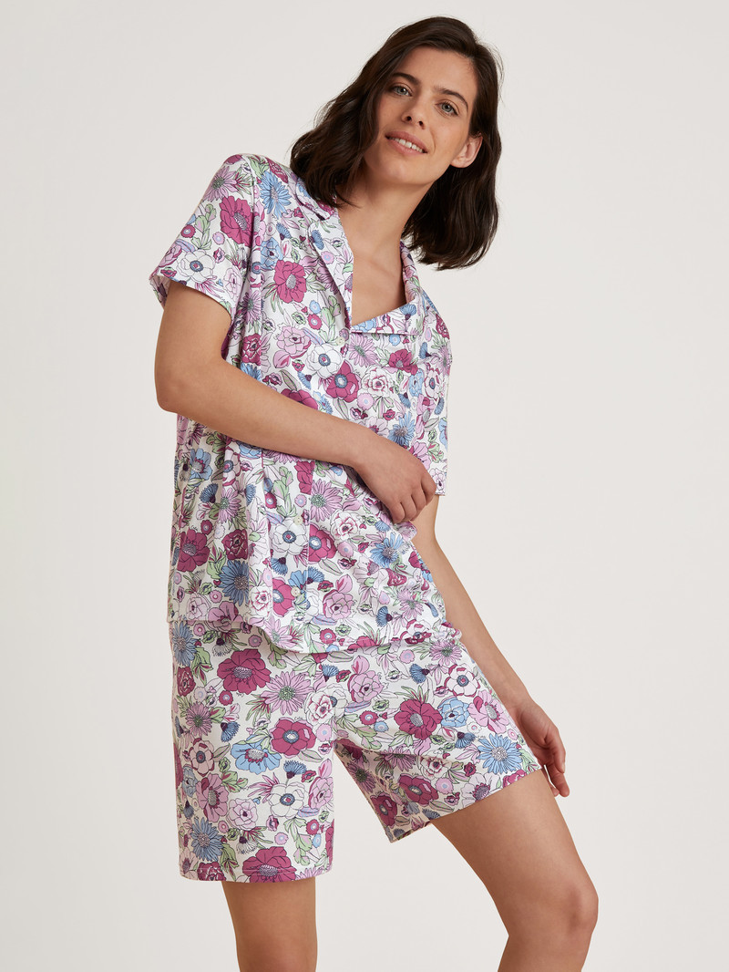 Red Violet Calida Spring Flower Dreams Short Pyjama Women Sleepwear | WLTEU-0589