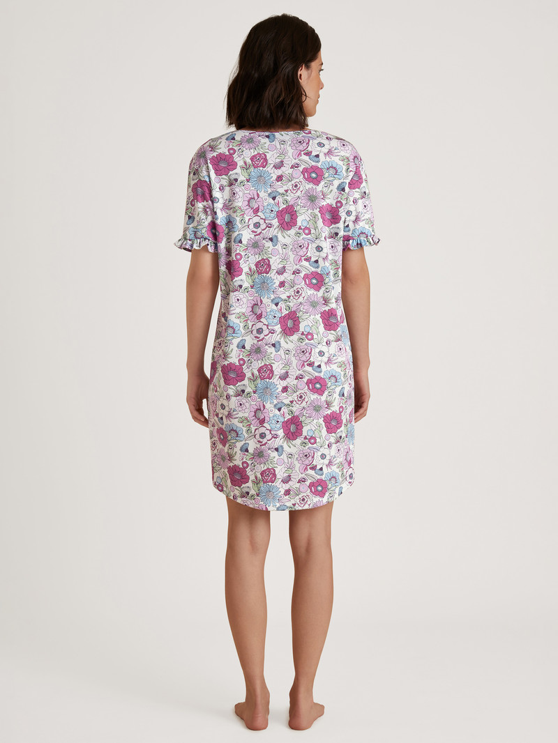 Red Violet Calida Spring Flower Dreams Sleepshirt, Length 95cm Women Sleepwear | HEGQJ-6237