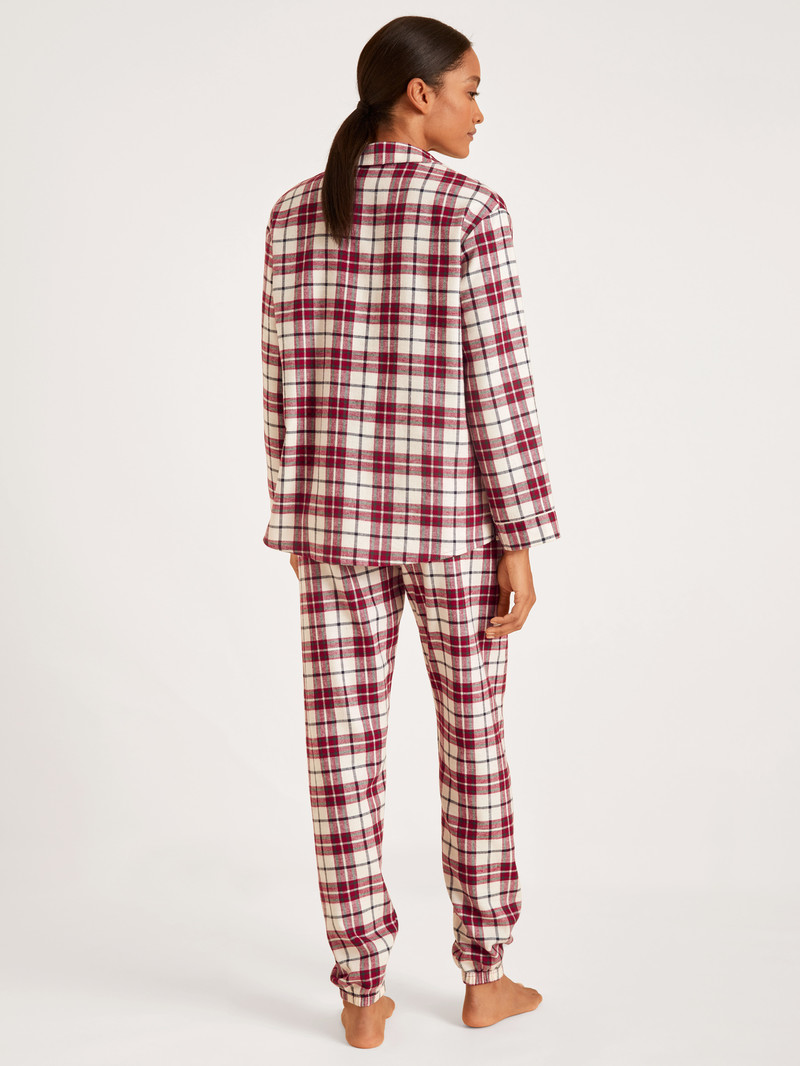 Rio Red Calida Holiday Dreams Flannel Pyjamas, Buttoned Women Sleepwear | FCWBS-6758