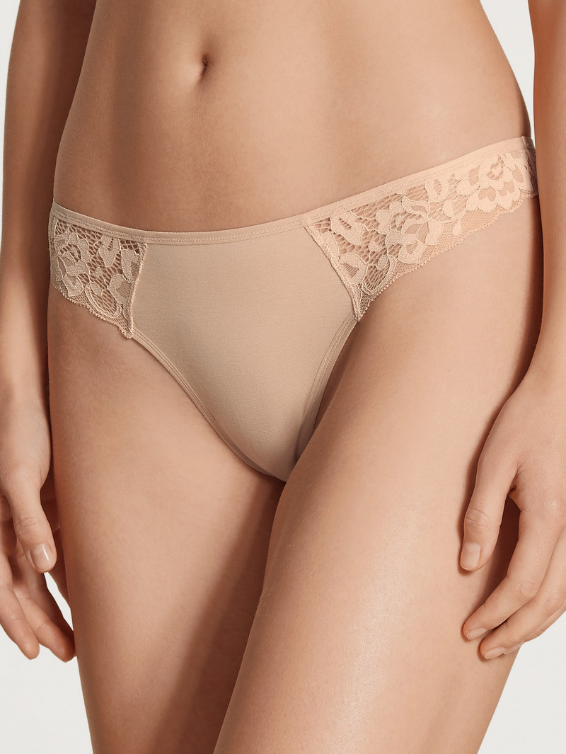 Rose Teint Calida Natural Comfort Lace String Women Underwear | DNPSE-6340