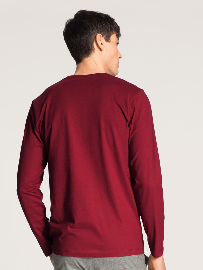 Rumba Red Calida Remix Basic Sleep Shirt Long Sleeve Men Loungewear | FEBJR-6347