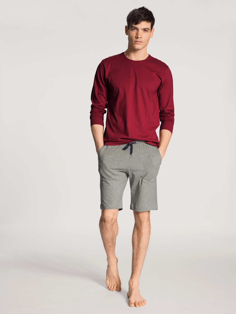 Rumba Red Calida Remix Basic Sleep Shirt Long Sleeve Men Loungewear | FEBJR-6347