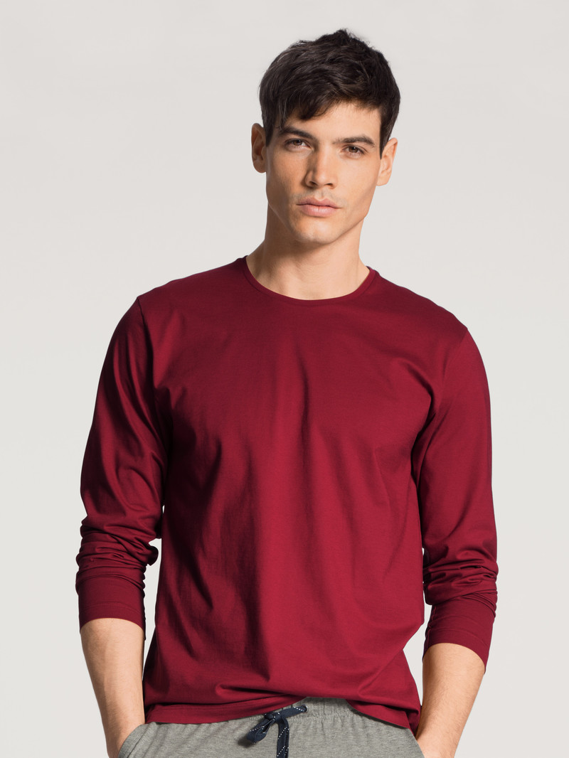 Rumba Red Calida Remix Basic Sleep Shirt Long Sleeve Men Loungewear | FEBJR-6347