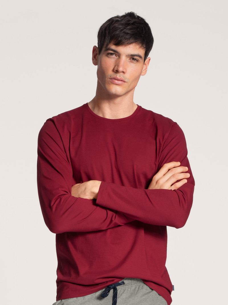 Rumba Red Calida Remix Basic Sleep Shirt Long Sleeve Men Loungewear | FEBJR-6347