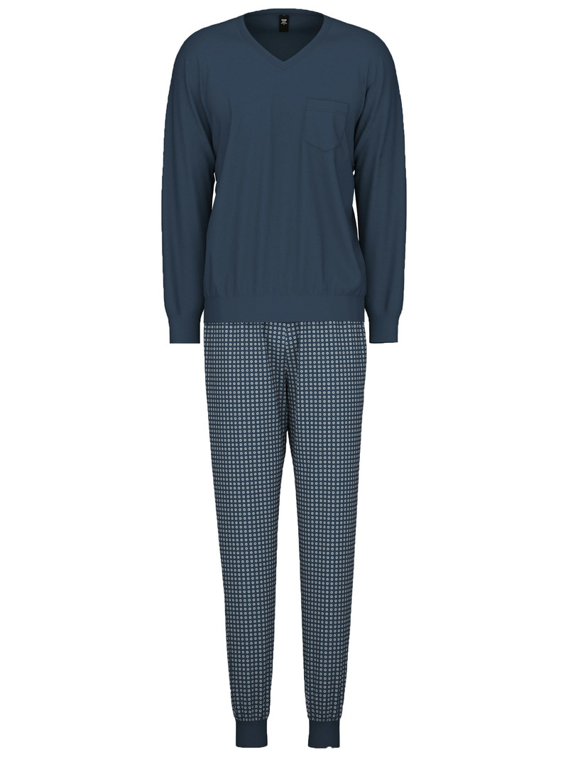 Saragossa Blue Calida Relax Imprint 1 Pyjama With Cuff Men Sleepwear | YAWJT-6431