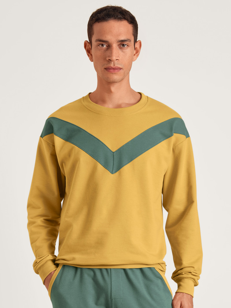 Sautere Yellow Calida 100% Nature Refresh Sweatshirt, Cradle To Cradle Certified® Men Loungewear | BQAZP-1627