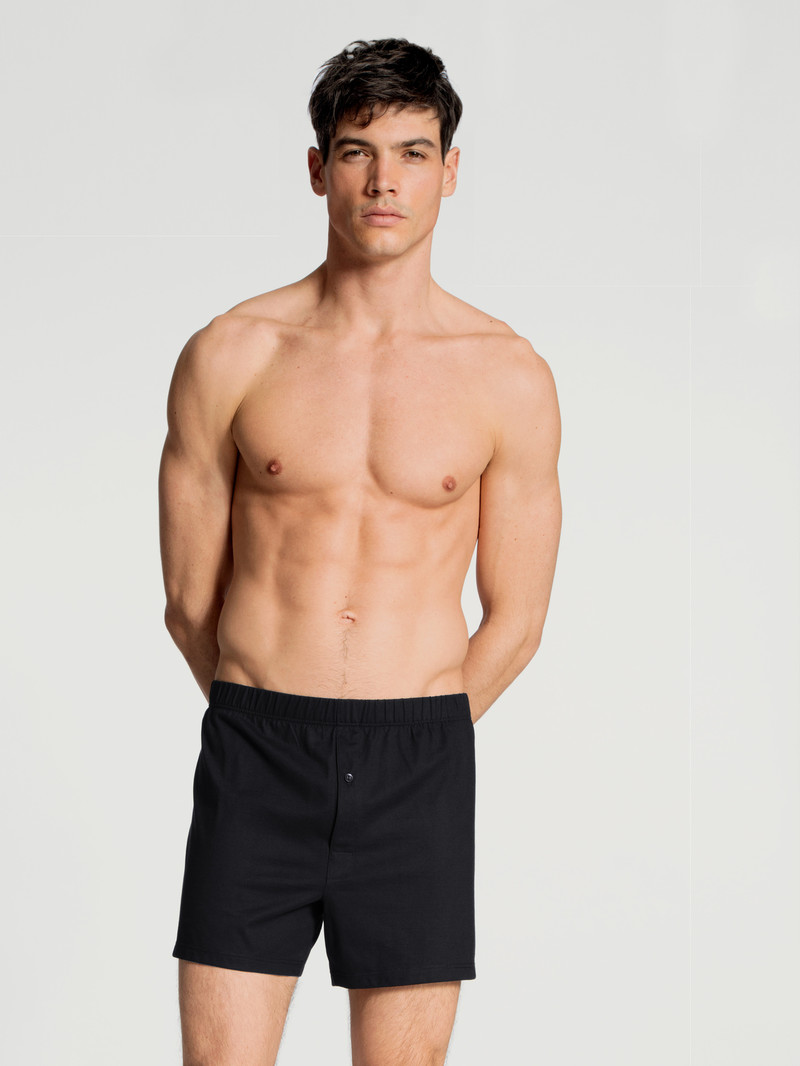 Schwarz Calida Cotton Code Boxer Shorts With Fly Men Underwear | LCBOU-9084