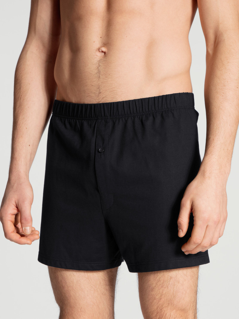 Schwarz Calida Cotton Code Boxer Shorts With Fly Men Underwear | LCBOU-9084