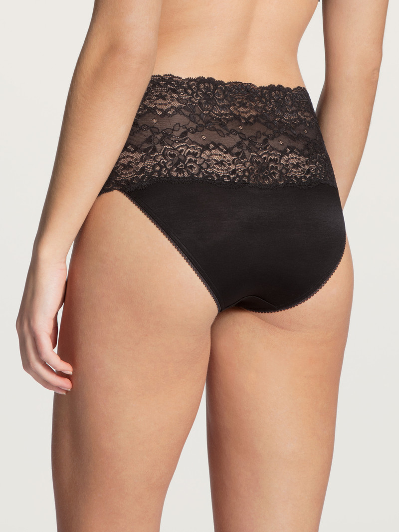 Schwarz Calida Sensual Secrets High-waisted Briefs With Lace Waistband Women Underwear | RQPZX-7410