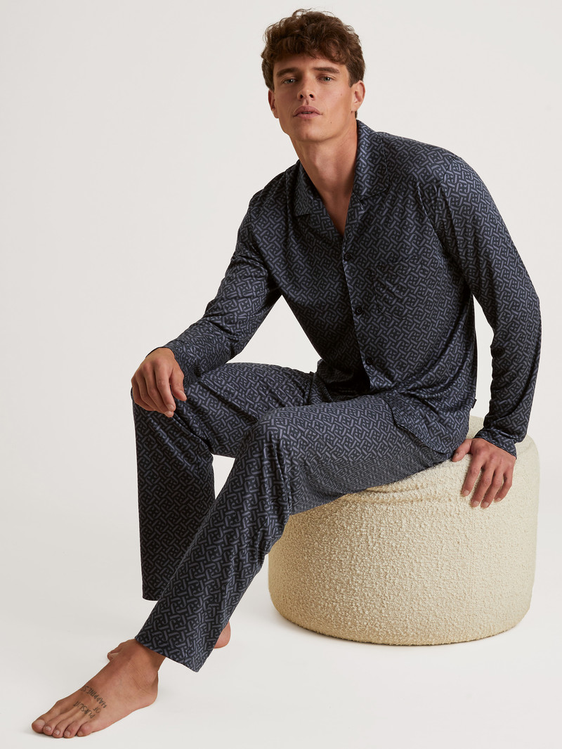 Schwarz Calida Special Pyjamas Made Of Tencel™, Modal And Silk Men Sleepwear | TDVAL-6318