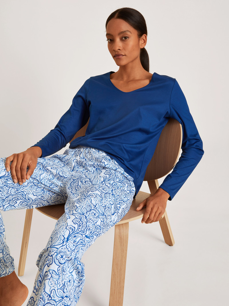 Sodalite Blue Calida Favourites Paisley Shirt Long Sleeve Women Loungewear | TVIDU-8463