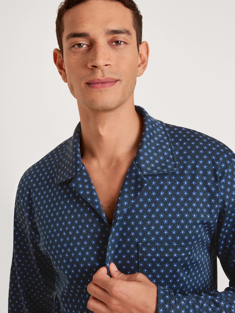 Sodalite Blue Calida Relax Swiss Edition Pyjama Buttoned Men Sleepwear | TSYJN-5219