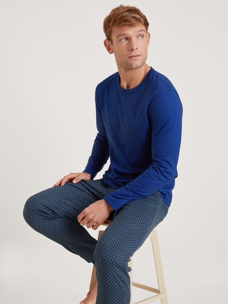 Sodalite Blue Calida Rmx Sleep Holiday Shirt Long Sleeve Men Sleepwear | MAGJY-4985