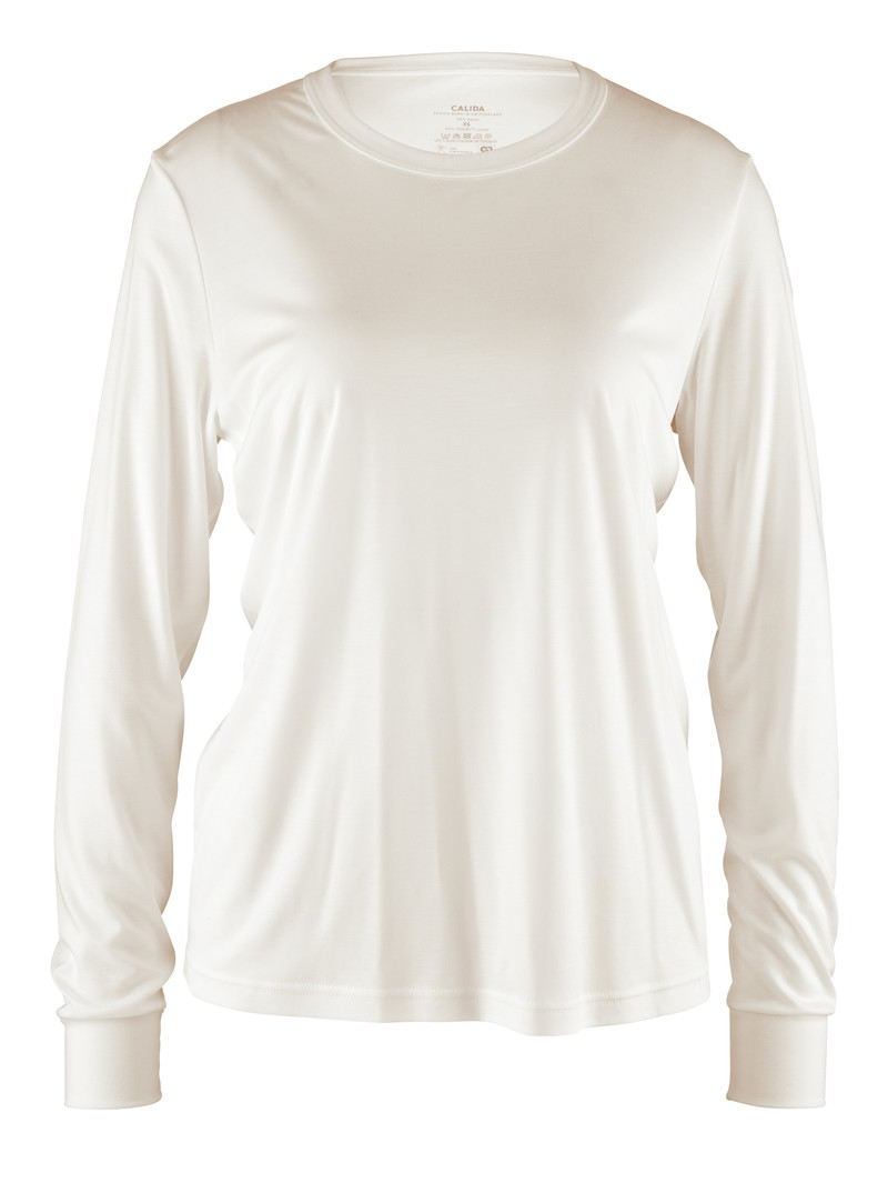 Star White Calida Circular Lounge Long-sleeved Shirt, Cradle To Cradle Certified® Women Yoga | DRBMV-6925