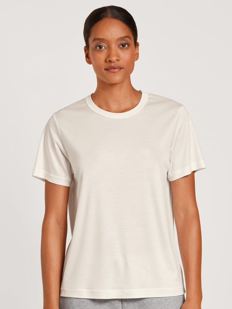 Star White Calida Circular Lounge Shirt Short Sleeve, Cradle To Cradle Certified® Women Loungewear | HILYK-2834