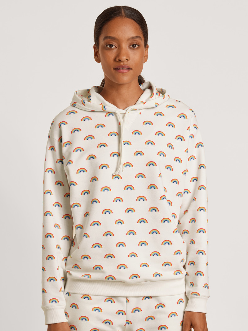 Star White Calida Love Capsule Sweatshirt With Hood Women Loungewear | NBKVO-1072