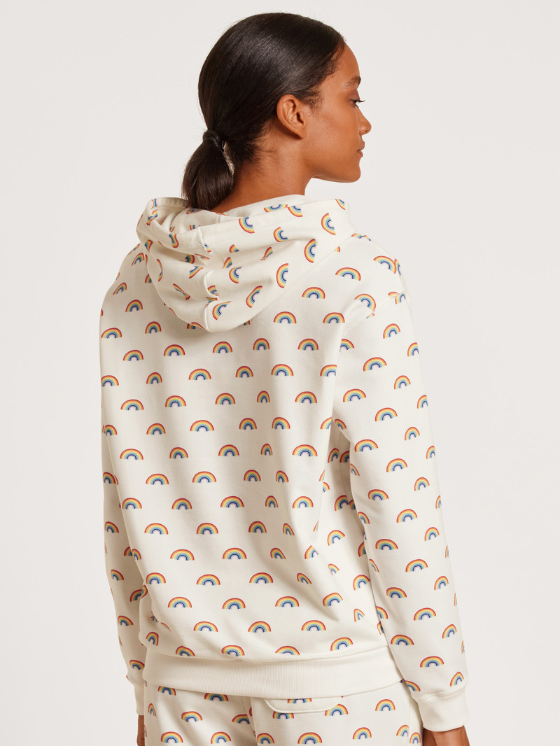 Star White Calida Love Capsule Sweatshirt With Hood Women Loungewear | NBKVO-1072