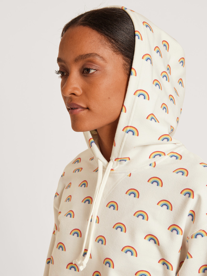 Star White Calida Love Capsule Sweatshirt With Hood Women Loungewear | NBKVO-1072