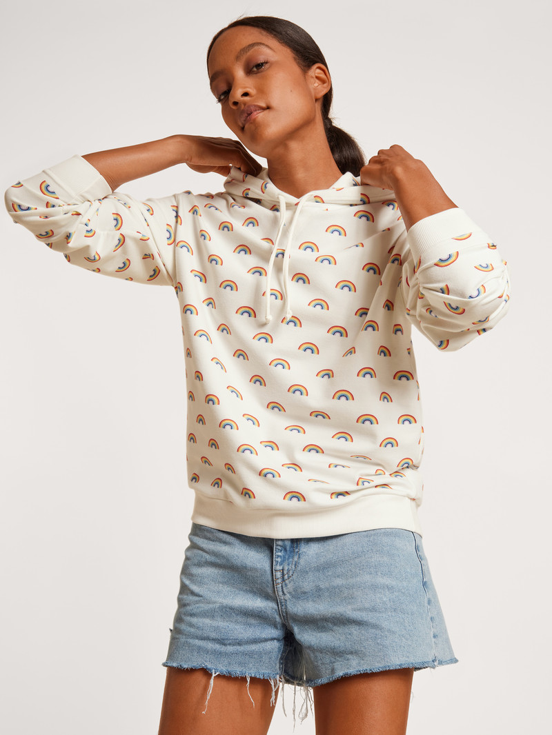 Star White Calida Love Capsule Sweatshirt With Hood Women Loungewear | NBKVO-1072