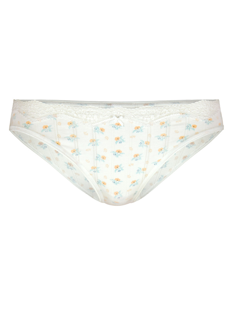 Star White Flowers Calida Toujours Print Brief Women Underwear | TJFCR-4803