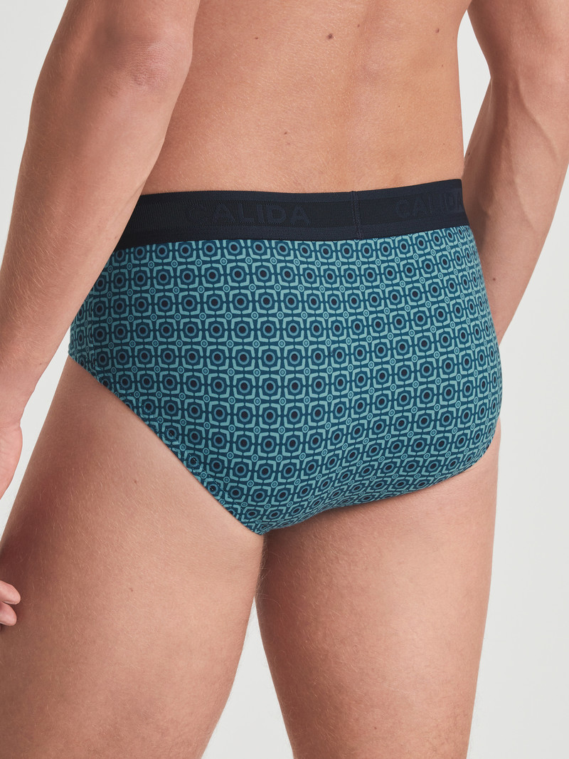 Storm Blue Calida Grafic Cotton Brief Men Underwear | AMWCO-5476