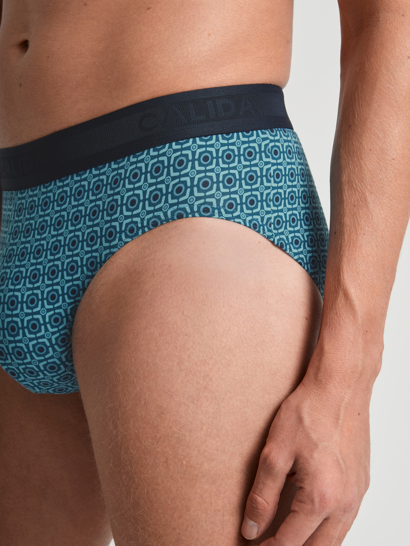 Storm Blue Calida Grafic Cotton Brief Men Underwear | AMWCO-5476