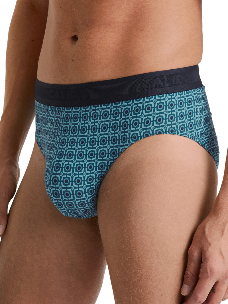 Storm Blue Calida Grafic Cotton Brief Men Underwear | AMWCO-5476