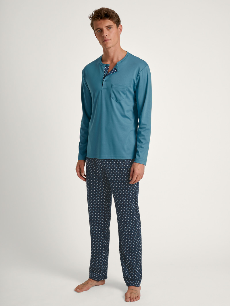 Storm Blue Calida Relax Choice 3 Pyjama Men Sleepwear | JKOHZ-5103