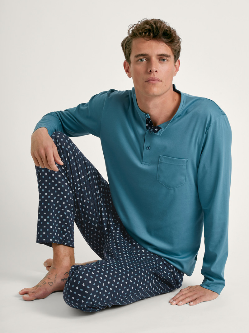 Storm Blue Calida Relax Choice 3 Pyjama Men Sleepwear | JKOHZ-5103