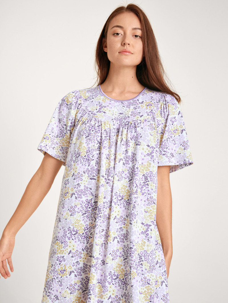 Twilight Purple Calida Soft Cotton Nightdress, Length 110cm Women Sleepwear | LAXMK-9206