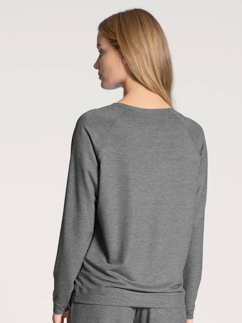 Urban Grey Mele Calida Favourites Lounge Shirt Long Sleeve, French Terry Women Yoga | RXVJT-9458