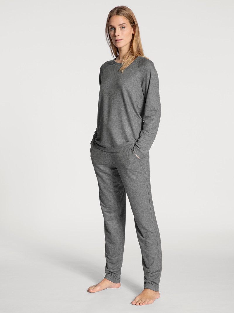 Urban Grey Mele Calida Favourites Lounge Shirt Long Sleeve, French Terry Women Yoga | RXVJT-9458