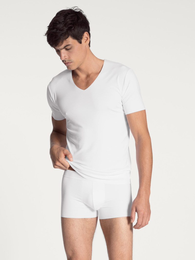 Weiss Calida Clean Line V-shirt Men Underwear | YKHUL-8365