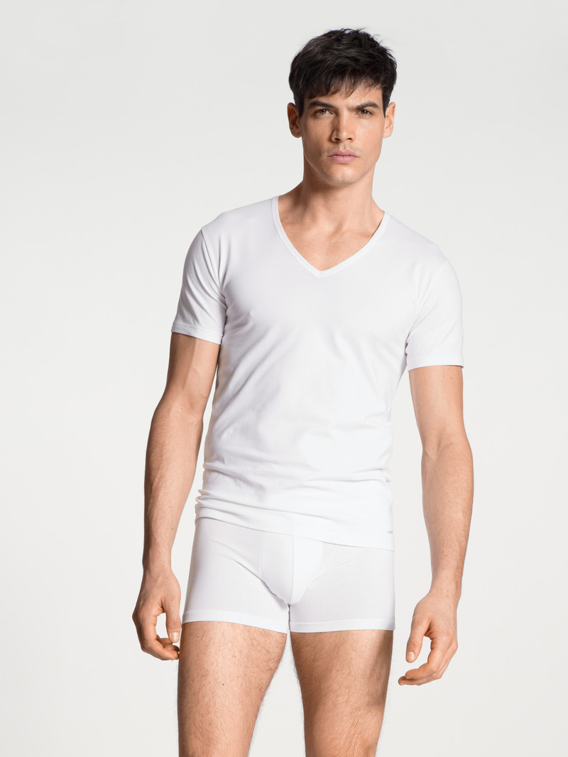 Weiss Calida Cotton Code V-shirt Men Underwear | XTFLO-4037