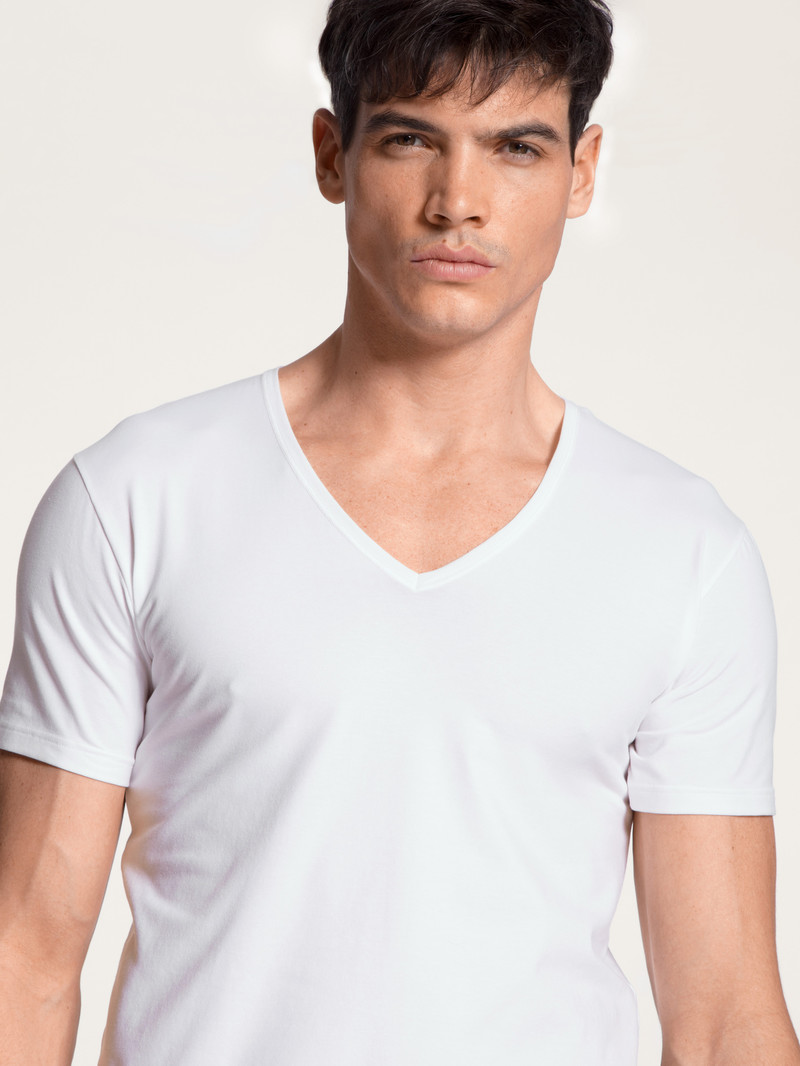 Weiss Calida Cotton Code V-shirt Men Underwear | XTFLO-4037