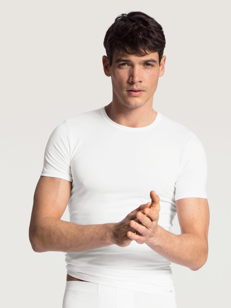 Weiss Calida Evolution T-shirt Men Underwear | SIKXJ-8106